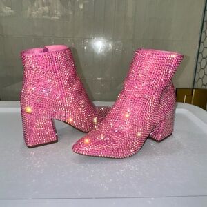 Pink Rhinestone Booties